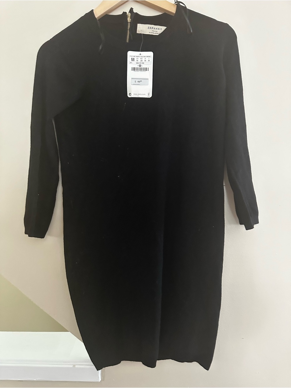 Zara Black Long-Sleeve Knit Dress